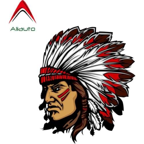 Aliauto Fashion Car Sticker Indian Chief Mascot Accessories Vinyl Decal Cover Scratches for Suzuki Swift Opel Astra,17cm*14cm