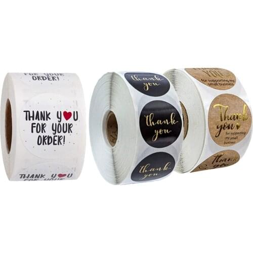 500pcs Handmade Thank You Packaging Sealing Stickers Paper Labels 1cm/2.5cm