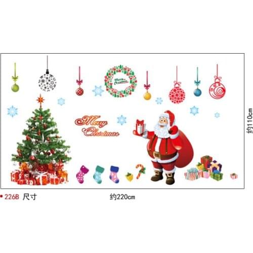 New Two large Large Hotel Der Bar Restaurant Christmas Art Wall Sticker Removable Decal Decor Christmas Tree Santa Claus Sticker