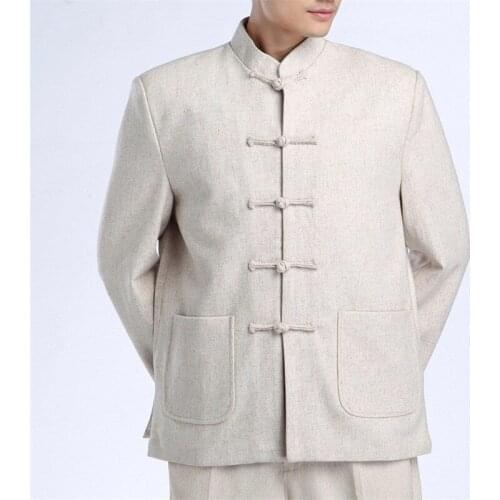 New Arrival Chinese Traditional Mens Mandarin Collar Wool Long Sleeve Kung-Fu Jacket Coat Free Shipping S M L XL XXL XXXL