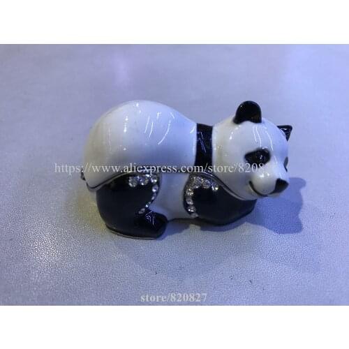 Adorable Fat Panda Bear Enameled Trinket Box w/ Magnetic Closure Panda Trinket Box Pewter and Enamel Animal Decor Bear Jewelry