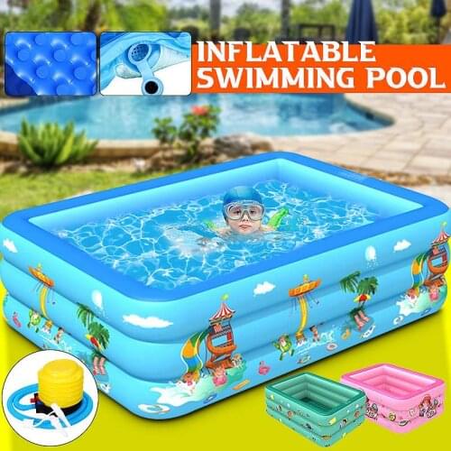 120/130/150 CM Rectangular Inflatable Swimming Pool Paddling Pool Bathing Tub Outdoor Summer Swimming Pool For Kids Square