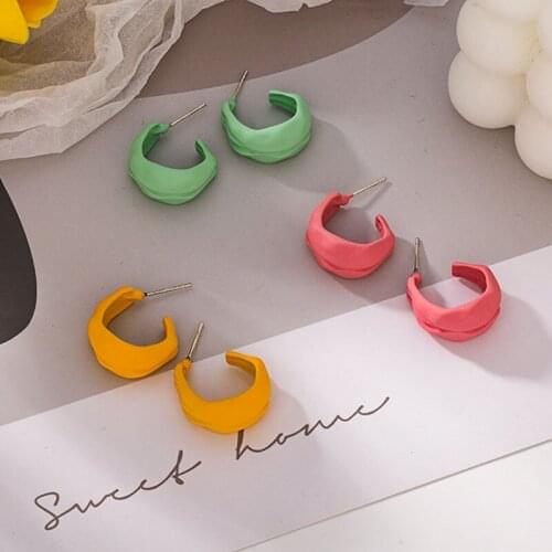 Chic C Shape Earrings For Women Candy Color Simple Cute Irregular Stud Earring Fashion Jewelry Accessories
