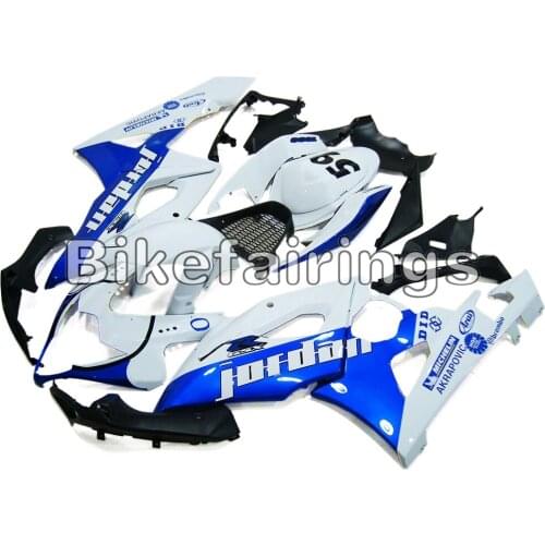 Blue White with NO.59 Bike Casing New Hulls Fit For Suzuki GSXR1000 K5 2005 2006 ABS Injection White Black Fairing Kit