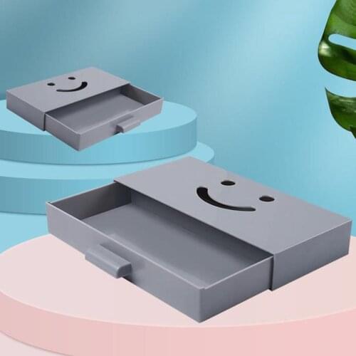 Hidden Table Under Paste Plastic Desk Organizer Memo Pen Stationery Storage Box Desk Drawer Divider Self Stick Smile Face Cases