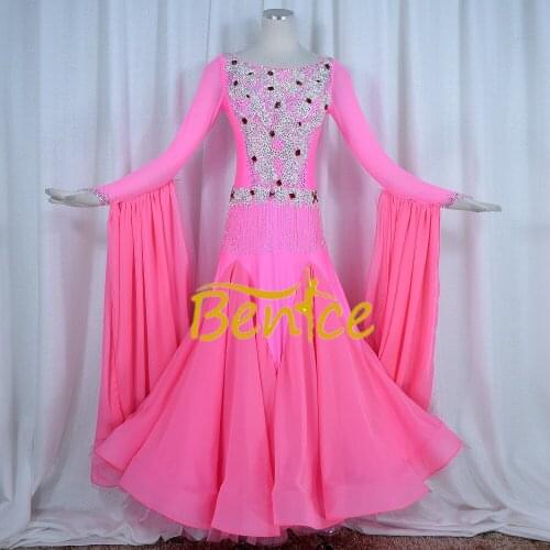 Standard Ballroom Dress Women New Of 2019 Custom Made High-necked Long Sleeved Waltz Ballroom Dance Competition Dresses