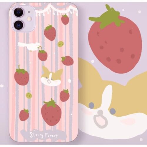 STARRY FOREST cute stripe strawberry cute cases for iphone 11 promax XS XR Xsmax 7p 8p for girl