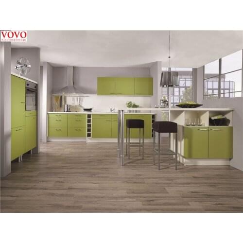 Fresh green lacquer kitchen cabinet