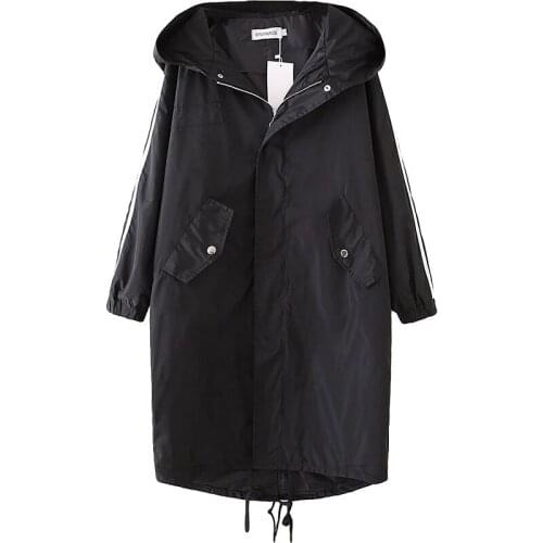 Trench Coat Women Long Coats Female Outerwear Asymmetric Hem Hooded Oversized Clothing 2021 Spring Autumn Loose Oversize