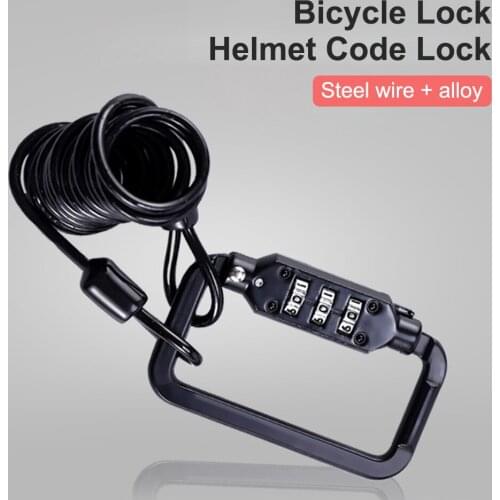 Bicycle Lock Helmet Code Lock 1.2M Cable Heavy Duty Combination Lock Carabiner For Motorcycle Bicycle Helmet Lock Bike Equipment