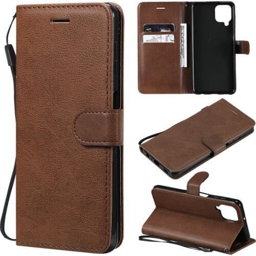 For Samsung M32 M 12 2021 Protective Case Leather Plain Wallet Book Shell Coque for Samsung Galaxy M12 Case M 32 Flip Cover Etui