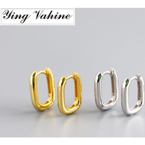 Ying Vahine 100% 925 Sterling Silver Classic Geometric Square Stud Earrings for Women