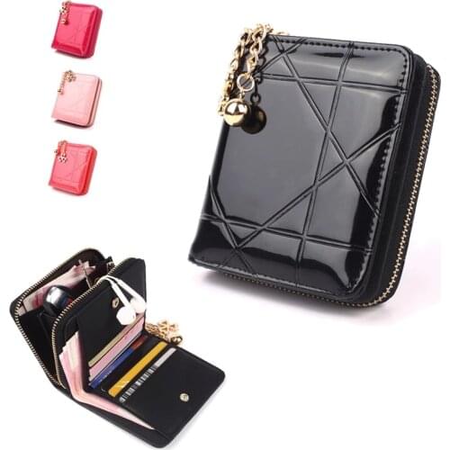 Ladies Wallets Ladies Short Zipper Small Square Bags Patent Leather Embossed Clutches Ladies Zipper Buckle Coin Purses