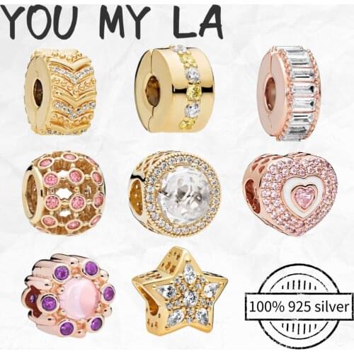 925 Sterling Silver Pando Charm CZ Love Heart Beads For Women Gift Fit Original Bracelet Necklace Bangle Fine Jewelry