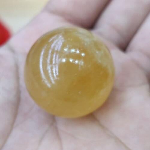 1pcs Yellow OPTICAL CALCITE 3 cm Crystal Sphere Ball w Rainbows ICELAND SPAR