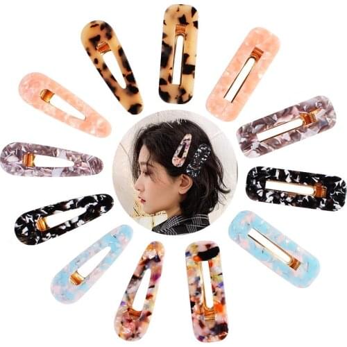 1 Pcs Vintage Hollow Hair Clip For Women Leopard Marble Textured Geometric Water Drop Duckbill Barrette Hairpin Hair Accessories