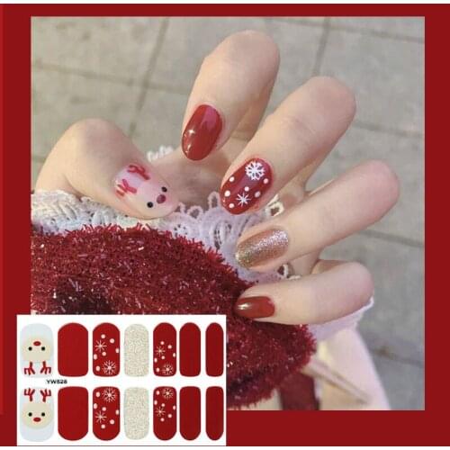 14tips Nail Stickers Waterproof Fashion Nail Wraps Nail Art Full Cover Adhesive Foil Stickers Manicure Decals
