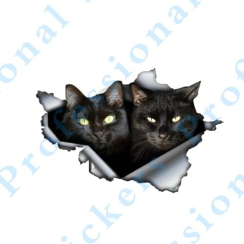 3D Animal 13 x 8.8 Black cat Sticker Torn Metal Vinyl Decal Lovely Car Stickers Motorcycle Trunk Animal 3D Car Styling