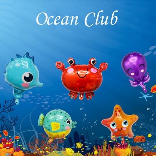 5Pcs Ocean World Sea Horse Animal Foil Balloons Under the Sea Theme Party Kids Birthday Party Decoration Baby Shower Supplies