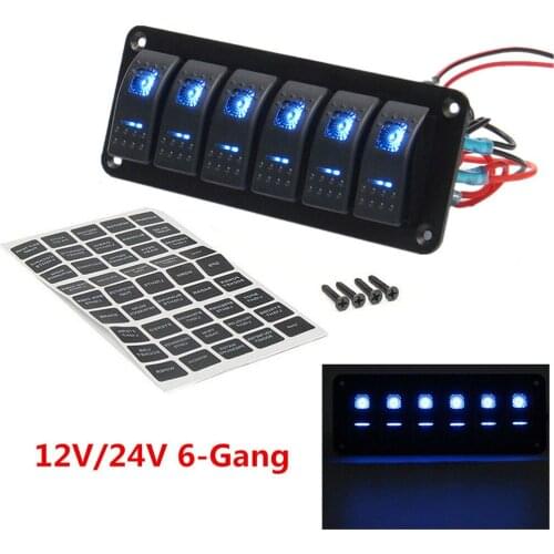 5PIN ON-OFF6 Buttons Waterproof Car Auto Boat Marine LED Rocker Switch Panel Circuit Breaker Dual Blue Light Motor First-rate