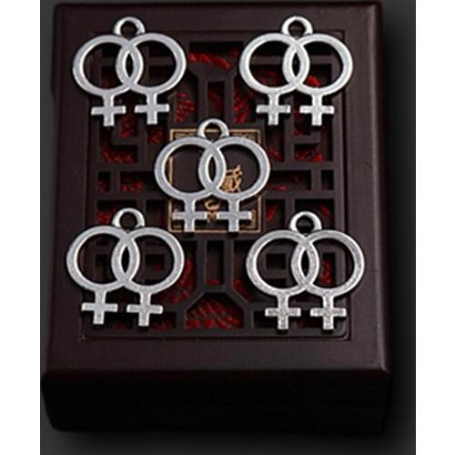 8pcs Silver Plated Gay and Lesbian Pride / Female Symbol / Lesbian Pendants DIY Charms Necklace Bracelet Jewelry Crafts Making