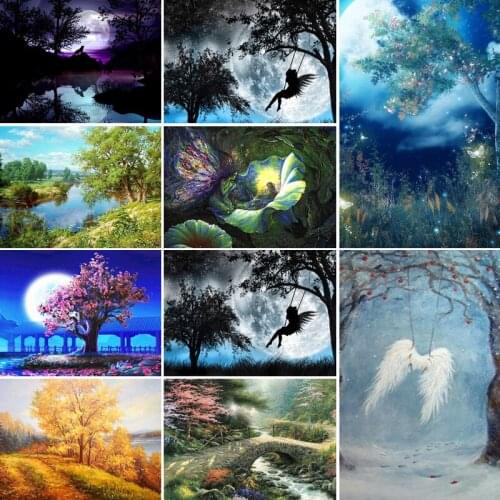 30x40x50x60x70 diamond painting 5D Full Square embroidery mosaic Cross Stitch Cute Landscape Tree moon DIY home Decoration gift