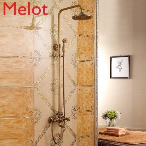 Antique shower set faucet European bathroom shower round shower head home retro thermostatic shower