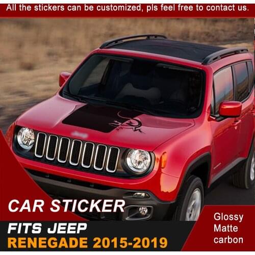 Car Decals Bonnet Hood Scoop Gecko Graphic Vinyl Cool Sticker Customized Fit For Jeep Renegade 2015 2016 2017 2018 2019