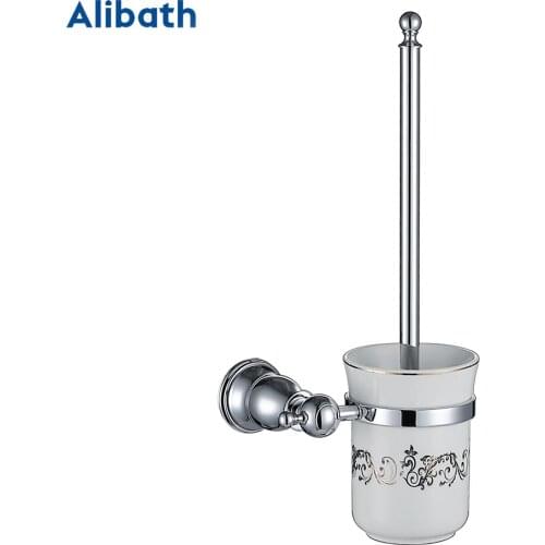 Free shipping Bathroom Accessories wall mounted Chrome Solid Brass bathroom Toilet Brush Holder Toilet cup holder