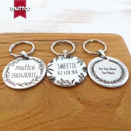 Self-design personalized design stainless steel dog tag dog round tag can crave name tag dog tag for pet 3 styles