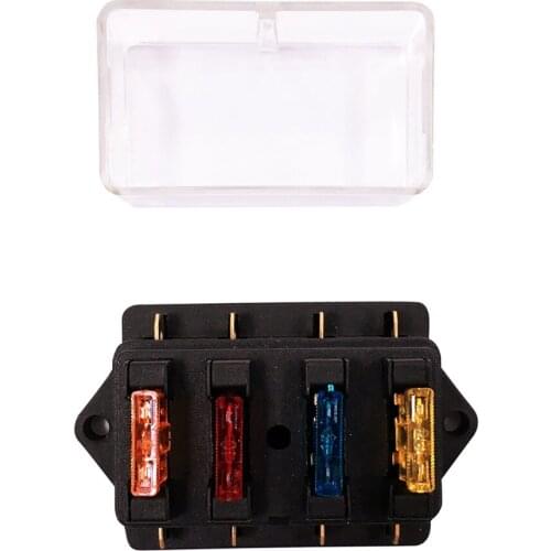 Fuse Holder Box 4 Way Car Vehicle Circuit Automotive Blade Fuse Box With 5A 10A 15A 20A Fuse For Auto Car Boat Marine Trike