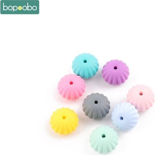 Bopoobo 20PC Silicone Scallop Beads Food Grade Materials Non-Toxic Baby Bit Toy Molar Teeth Ecofriendly DIY Crafts Accessories
