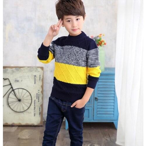 Boys Sweater Kids Outwear Tops 2021 Fleece Thicken Warm Winter Autumn Plus Velvet Knitting Pullover Children Clothing