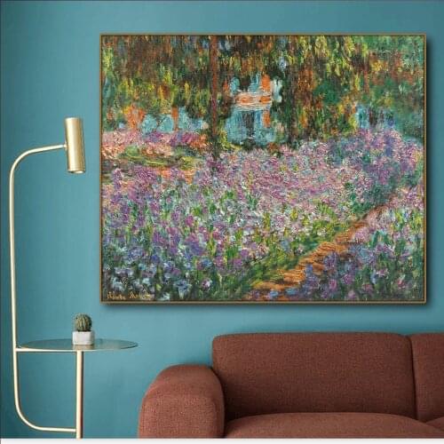 Artists Garden By Monet Flowers Canvas Painting Calligraphy Poster Prints Living Room Wall Art Painting Home Decoration Picture