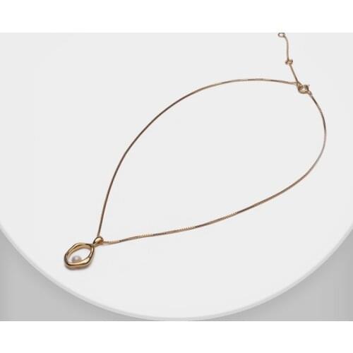 I38 Amorita boutique Simple geometric artificial pearl pendant necklace