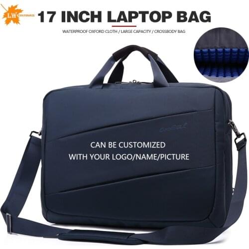 Custom Business Briefcase Laptop Bag Protective Cover Handbag Shoulder Messenger Bag For 17-inch Dell, HP, Printing Name Picture