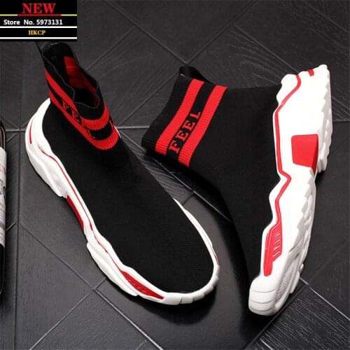 Summer New Designer Luxury Men Knitted Sock Shoes Hip Hop Sneakers Casual Flats Ankle Boots Zapatillas Hombre