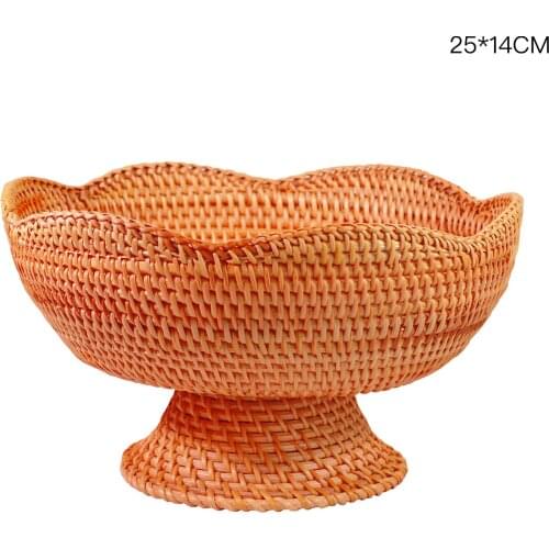 Fruit Basket Storage Baskets Kitchen Organizer Food Vegetables Desktop Suitable For Various Occasions Rattan High Foot Tray