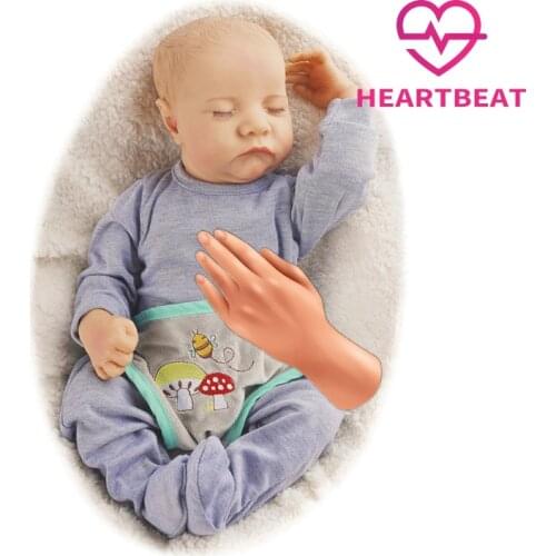 RSG Bebe Reborn Doll 20 Inches levi Sleeping Lifelike Newborn Cute Reborn Baby Cloth Body Doll With Heartbeat Gift Toy
