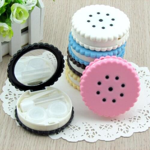 Cartoon Cute Cookie Glasses Double Contact Lenses Box Contact Lens Case For Eyes Care Kit Holder Container Gift 4 Colors