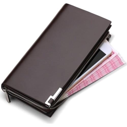 Genuine Long Leather Men Wallet Fashion Design Sequined Phone Credit Card Holder Wallet Cow Leather