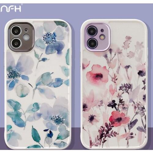 New Watercolor Flowers Phone Case For iPhone 12 11 Pro X XR XS Max Soft Silicone Bumper Protection on 7 8 Plus SE2 12Mini Covers