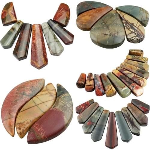 SUNYIK Picasso Stone Loose Bead Pendant,for Jewelry Makings,Bar Shileds/Teardrop Set