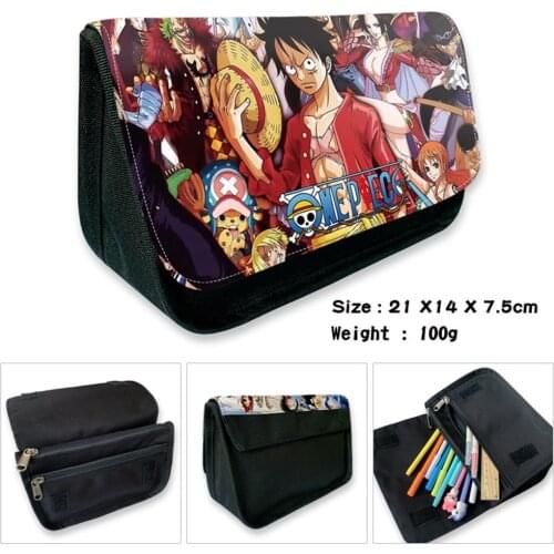 New Kawaii Anime One Piece Prints Boys Girls Kids Teenager Student Canvas Pencil Case Box Cosmetic Makeup Change Purse Pen Bag