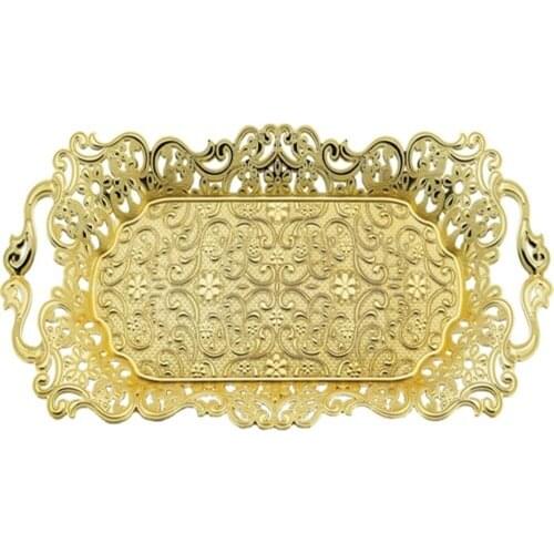 2 Person Gold Tray Elegant design tray with embroidery motif Flower motif Sugar bowl, date palm and Turkish delight basket weddi