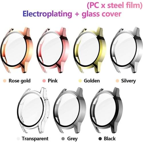 42mm/46mm Electroplating All-inclusive Protective Shell Case Cover Tempered Film Screen Protector for Huawei Watch GT2 Watch