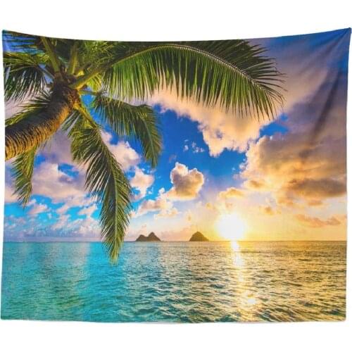 Ocean Beach Tablecloth,Beautiful Sunrise Hawaii Hawaii Beach Sunset Ocean Aloha Art Table Cover