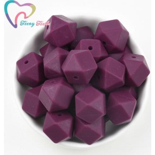 Teeny Teeth 10 PCS Red Wine 14-17 MM Hexagon Silicone Beads Baby Teething Necklace Silicone Beads Baby Toys BPA Safe Loose Beads