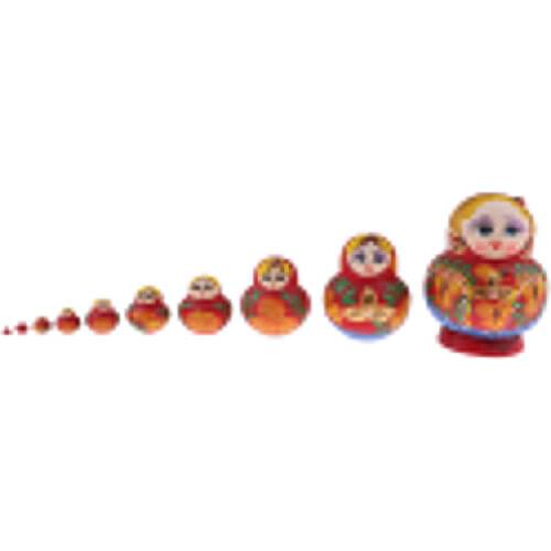 Traditional 10 Pieces Handcrafts Wooden Babushka Russian Nesting Doll Hand Painted Flowers Birds Table Shelf Decor