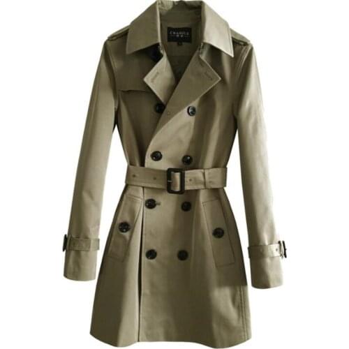 Mens trench coats ветровки для мужчин man double breasted mid-length coat men clothes slim overcoat england long sleeve khaki